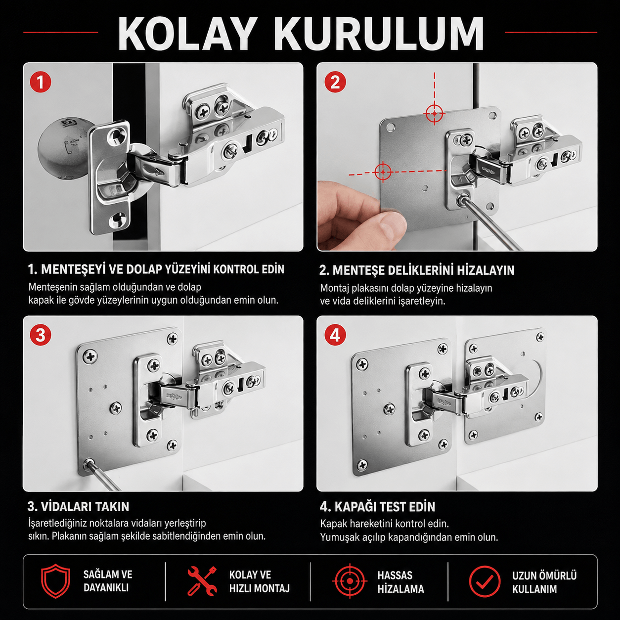 Kapak Menteşe Onarım Plakası Seti